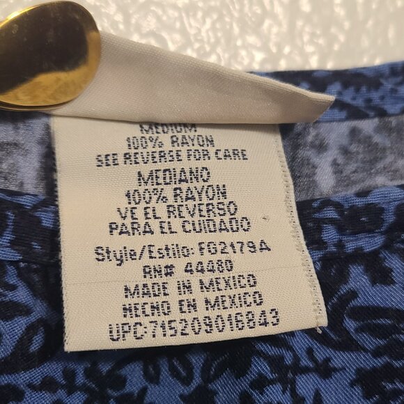 Vintage Faded Glory M Black Blue Lace Pattern Sleeveless Long Maxi Dress Rayon - Picture 3 of 5